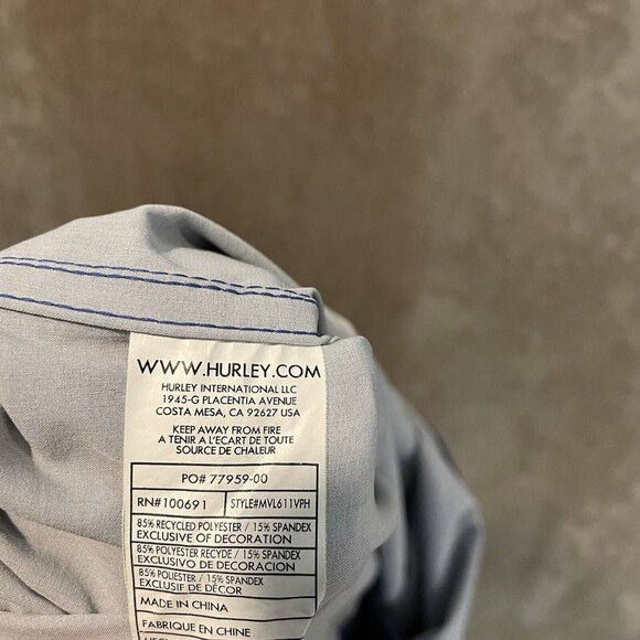 Hurley Phantom Button Up Shirt Mens Medium Blue Plaid Long Sleeve Chest Pocket - Picture 4 of 8